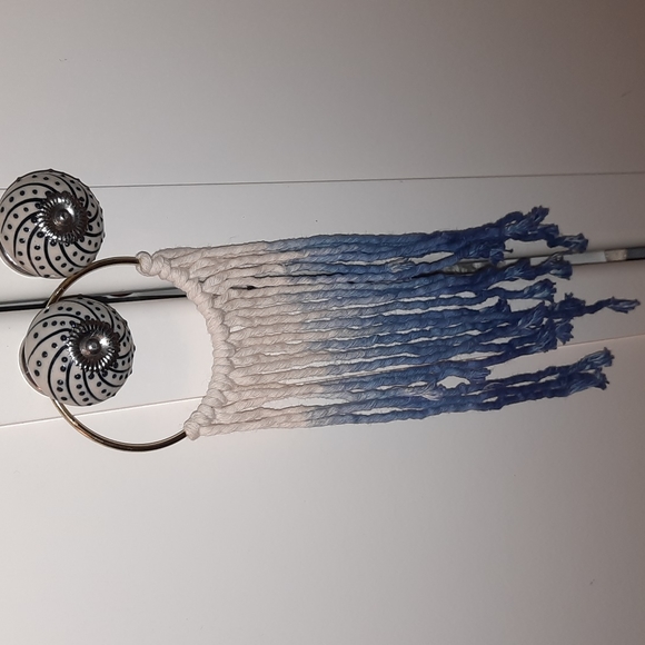 Other - Bohemian Style White with Blue Ombre Macrame Strings on a Ring